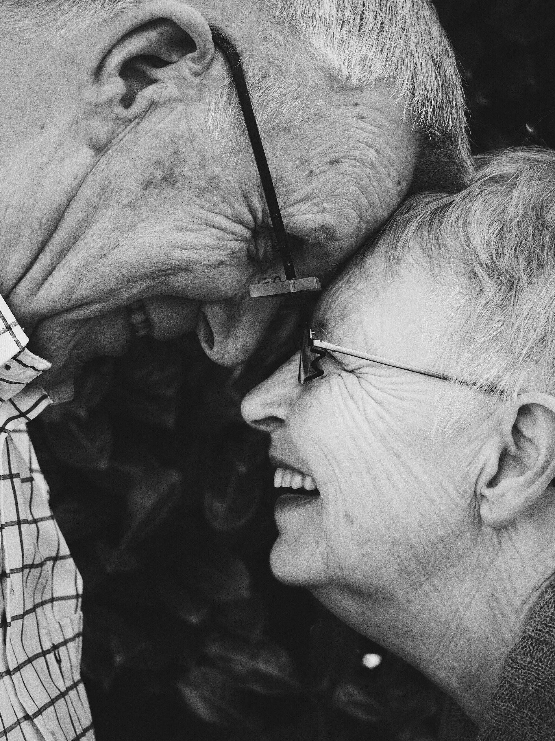 An older couple smiling together
